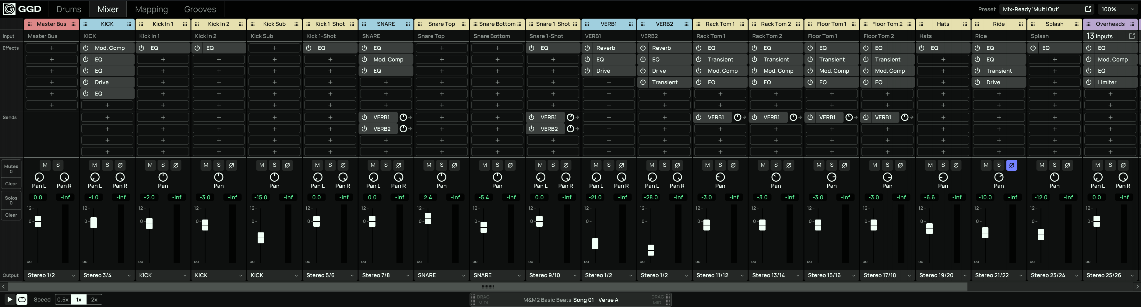 Mix-Ready GGD Modern & Massive 2 Heavy Rock Multi Out Routing DAW Mixing Template Mixer Plugins