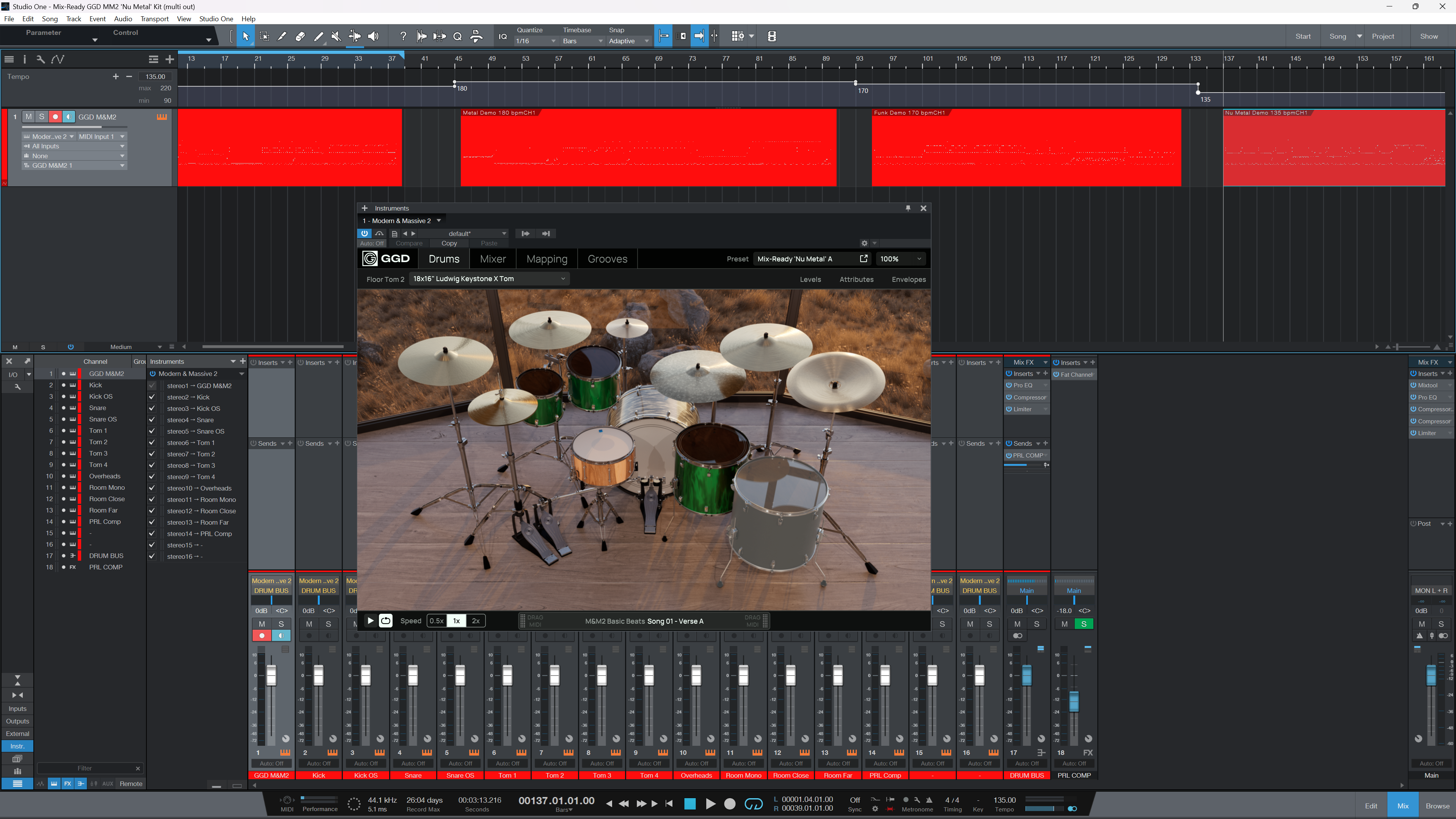 Mix-Ready GGD Modern & Massive 2 Nu Metal Multi Out Routing DAW Mixing Template Spiritbox Thornhill Silent Planet Deftones Limp Bizkit Slipknot Mixer Studio One