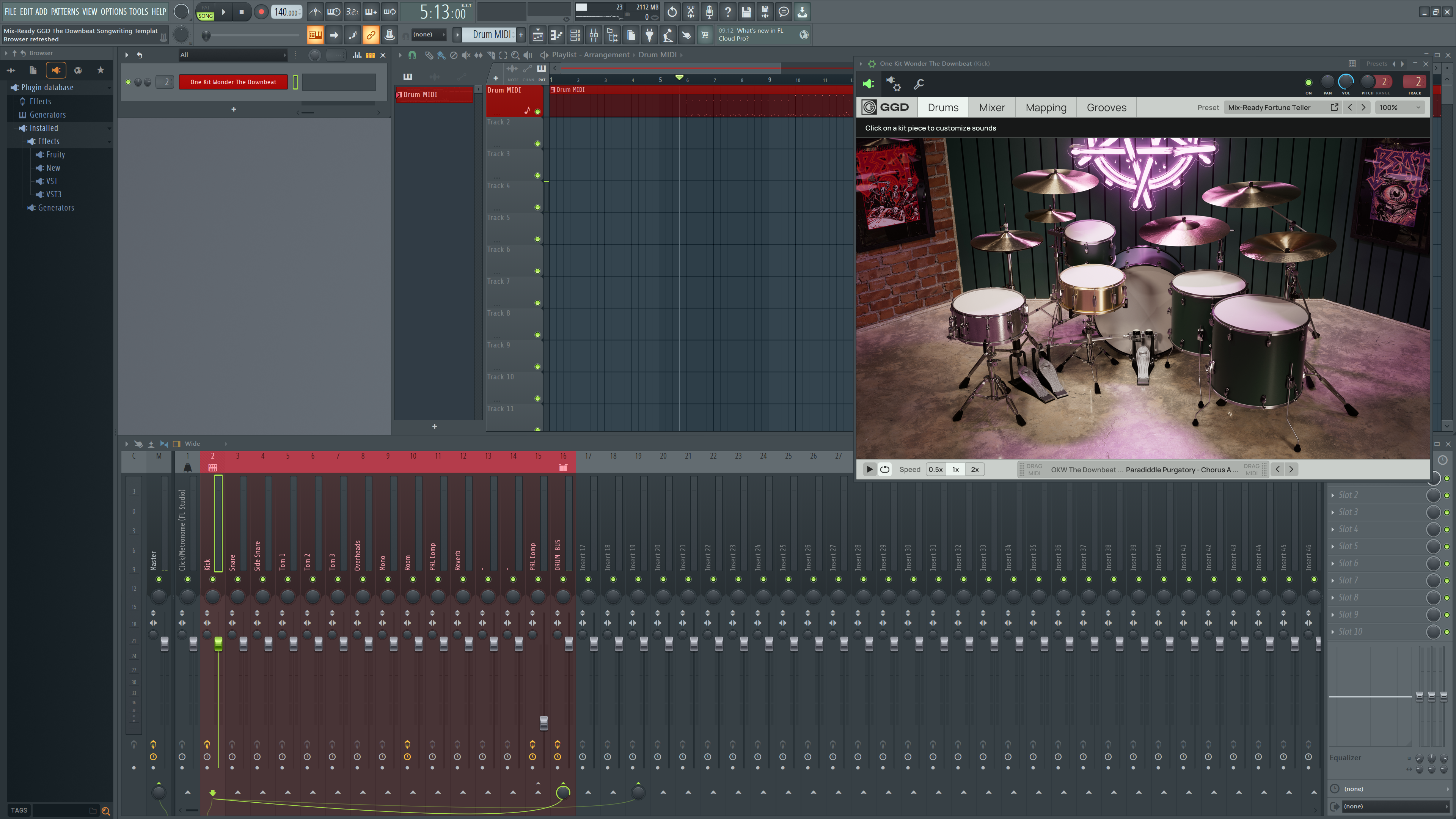 Mix-Ready GGD The Downbeat routing template multi out DAW pre-mixed free plugins FL Studio