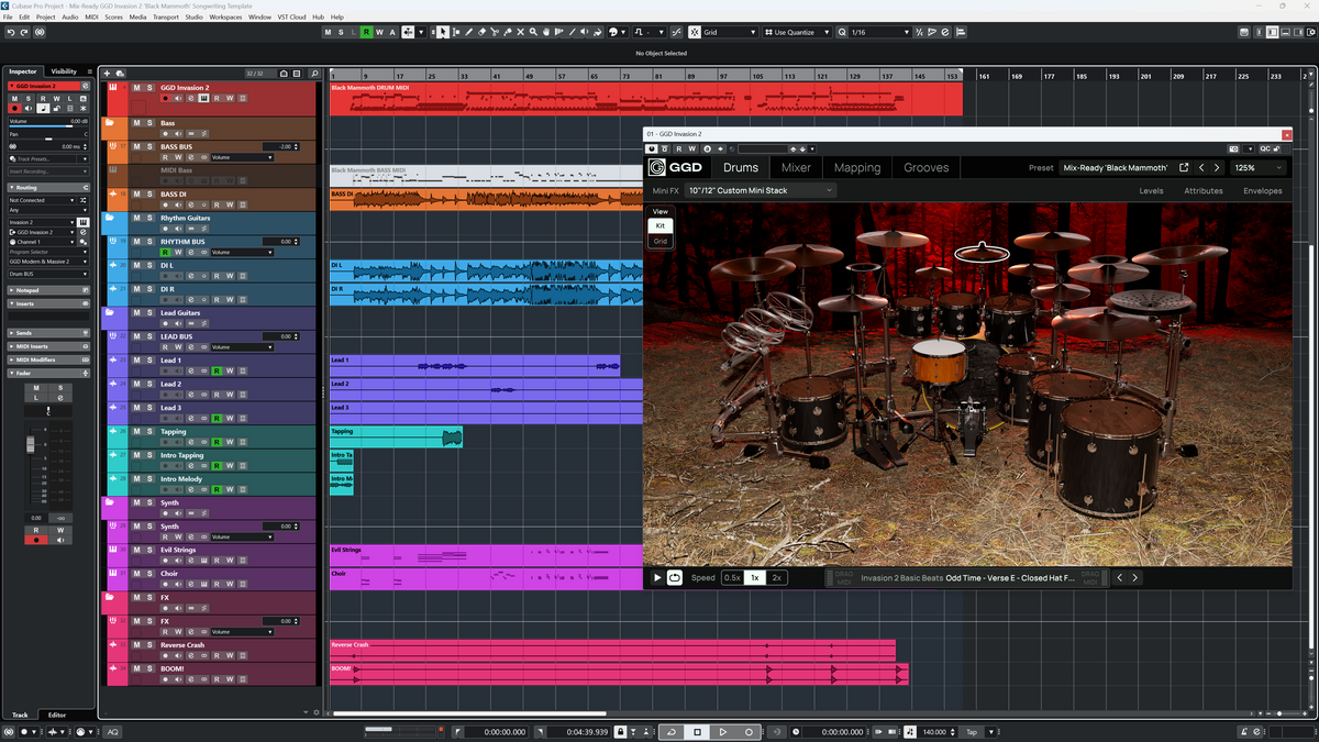 Mix-Ready Black Mammoth Deathcore Deathmetal Songwriting Template DAW GGD Invasion 2 Fit for an Autopsy Death Metal Progressive Alternative Djent Metalcore Drums Mixing DAW pre-mixed Cubase
