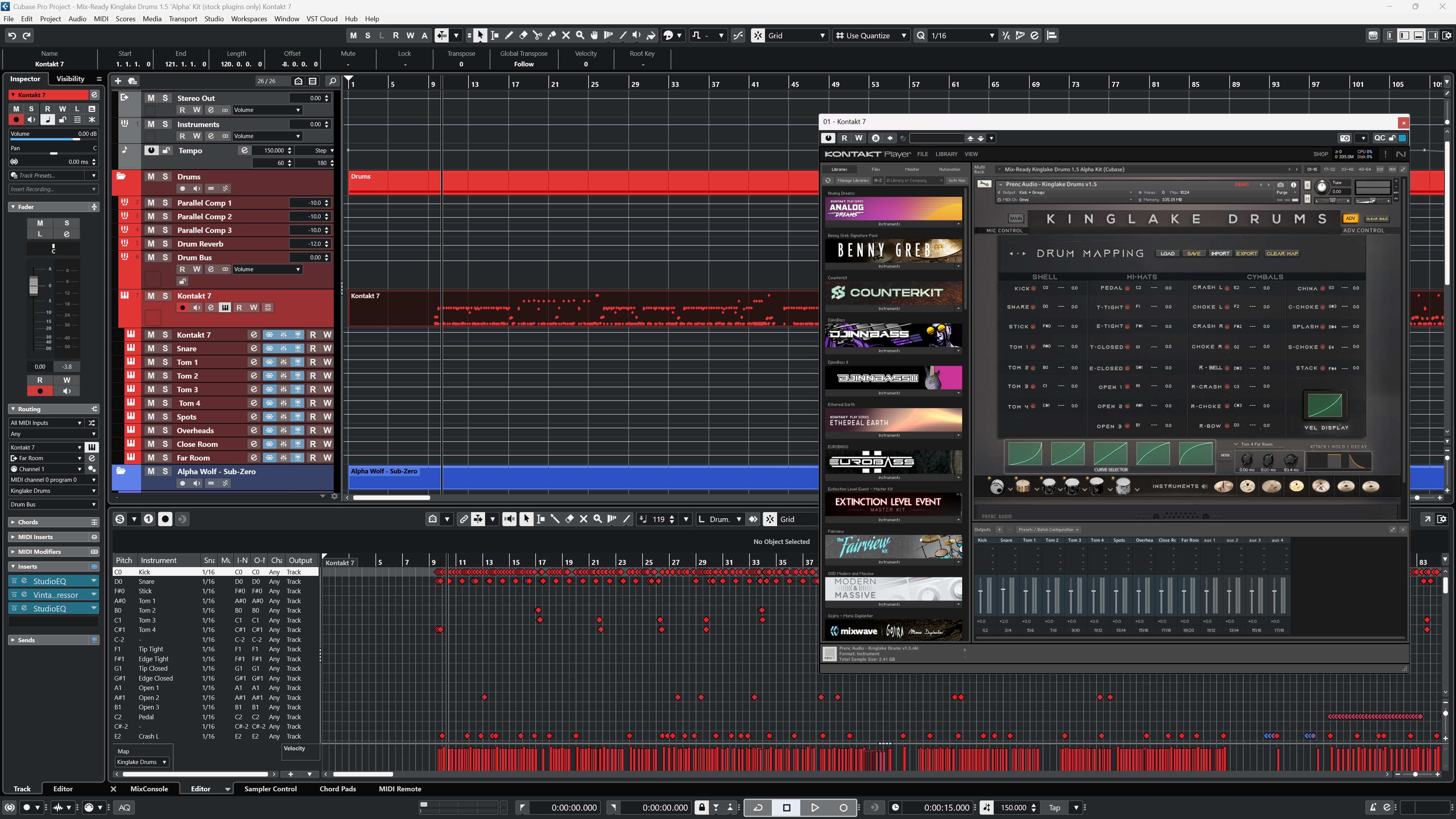 Mix-Ready Kinglake Drums DAW Template Lance Prenc Mixing Tutorial Polaris Alpha Wolf Thornhill Silent Planet Cubase
