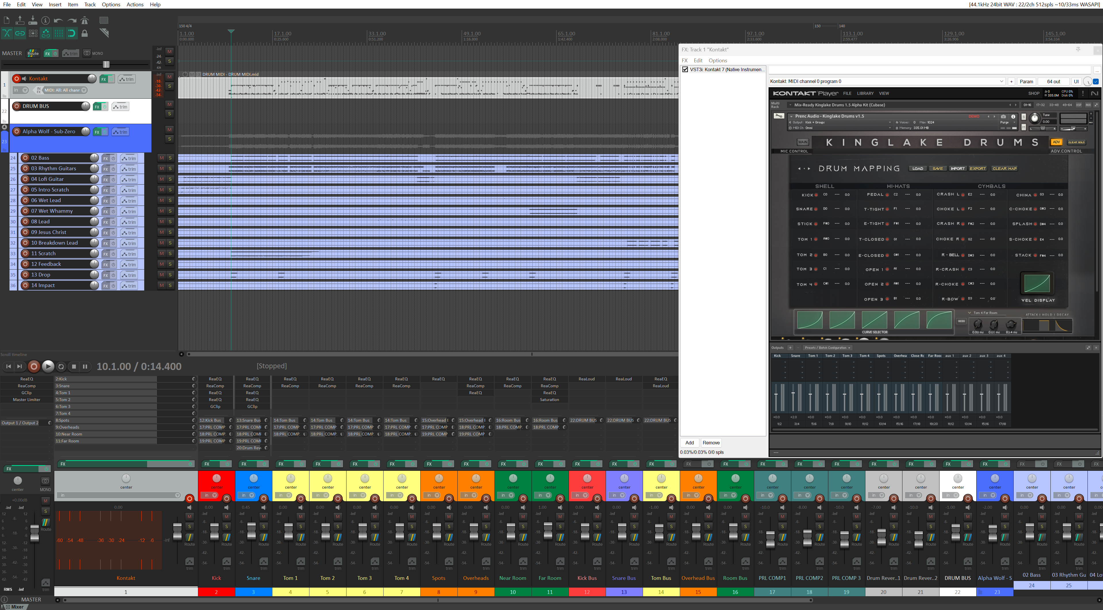Mix-Ready Kinglake Drums DAW Template Lance Prenc Mixing Tutorial Polaris Alpha Wolf Thornhill Silent Planet Reaper