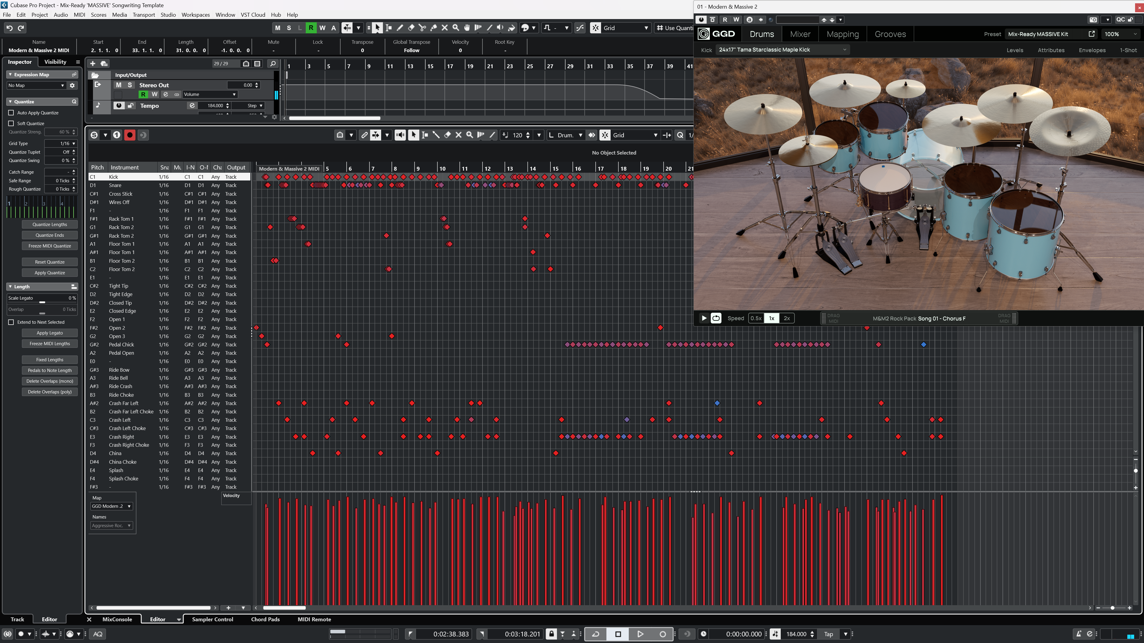 Mix-Ready MASSIVE Songwriting Template DAW GGD Modern & Massive 2 Nolly Matt Halpern Periphery Rock Pop Punk Alternative Djent Metalcore Drums Mixing Cubase Custom Drum Map