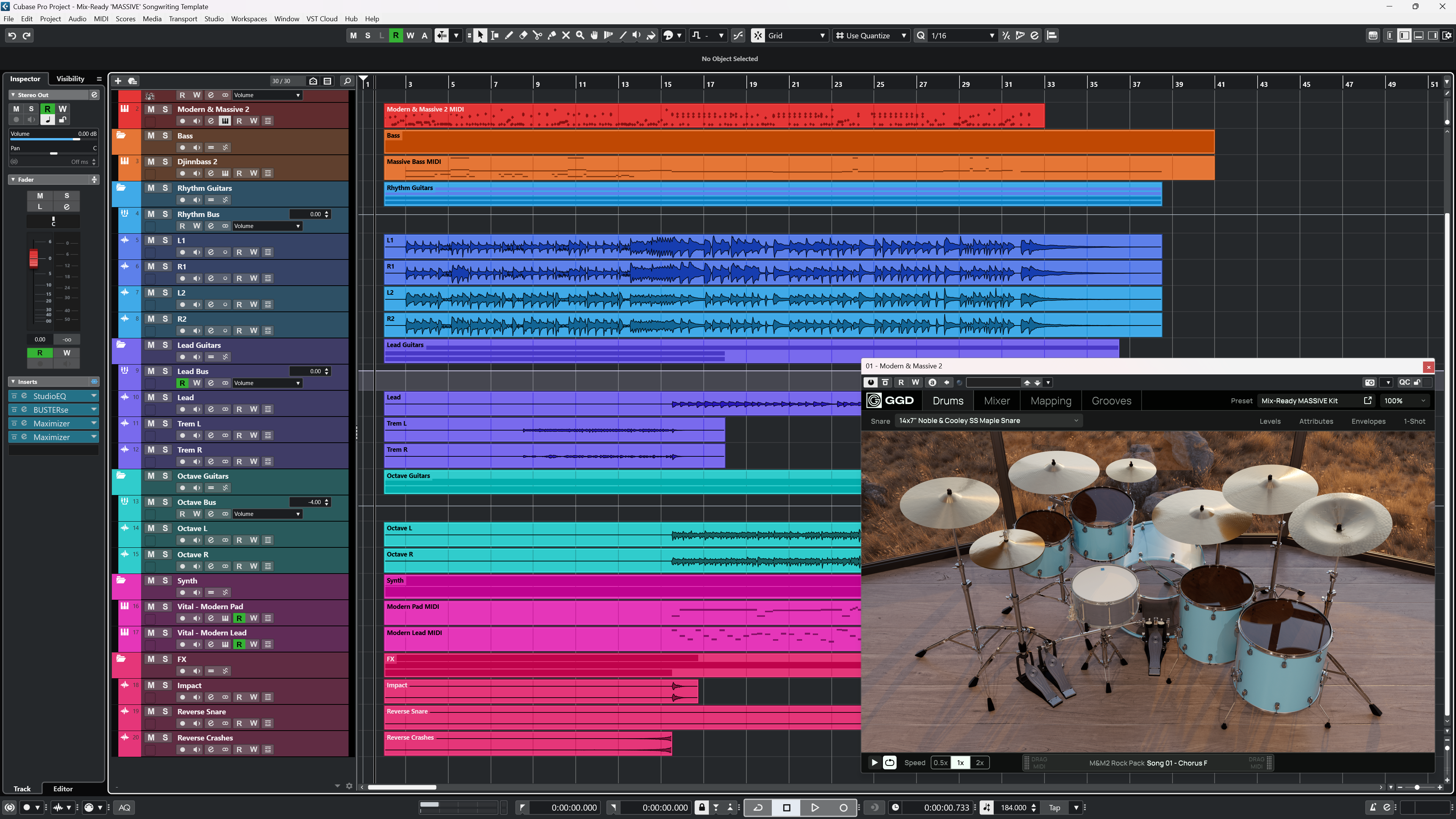 Mix-Ready MASSIVE Songwriting Template DAW GGD Modern & Massive 2 Nolly Matt Halpern Periphery Rock Pop Punk Alternative Djent Metalcore Drums Mixing Cubase