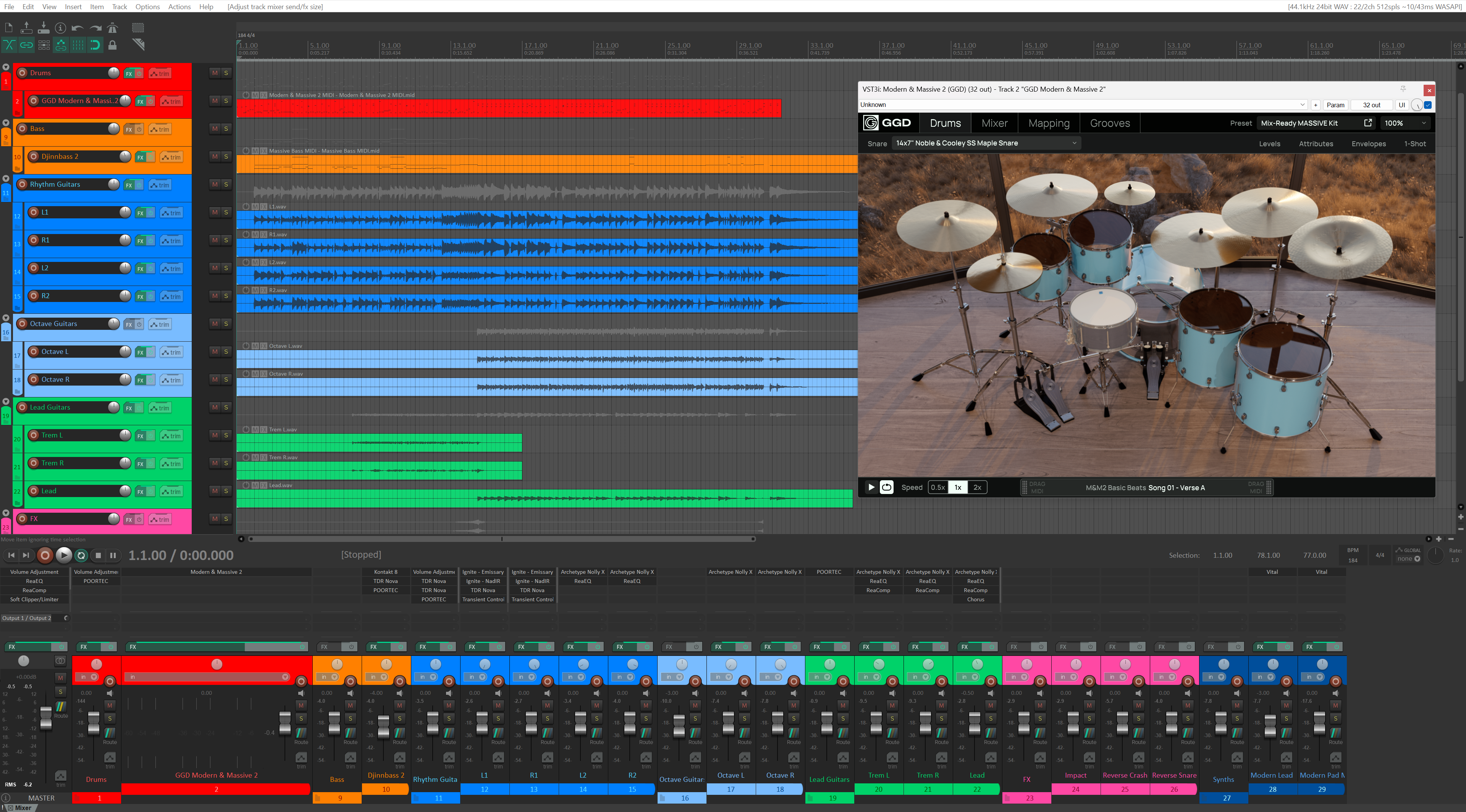 Mix-Ready MASSIVE Songwriting Template DAW GGD Modern & Massive 2 Nolly Matt Halpern Periphery Rock Pop Punk Alternative Djent Metalcore Drums Mixing Reaper