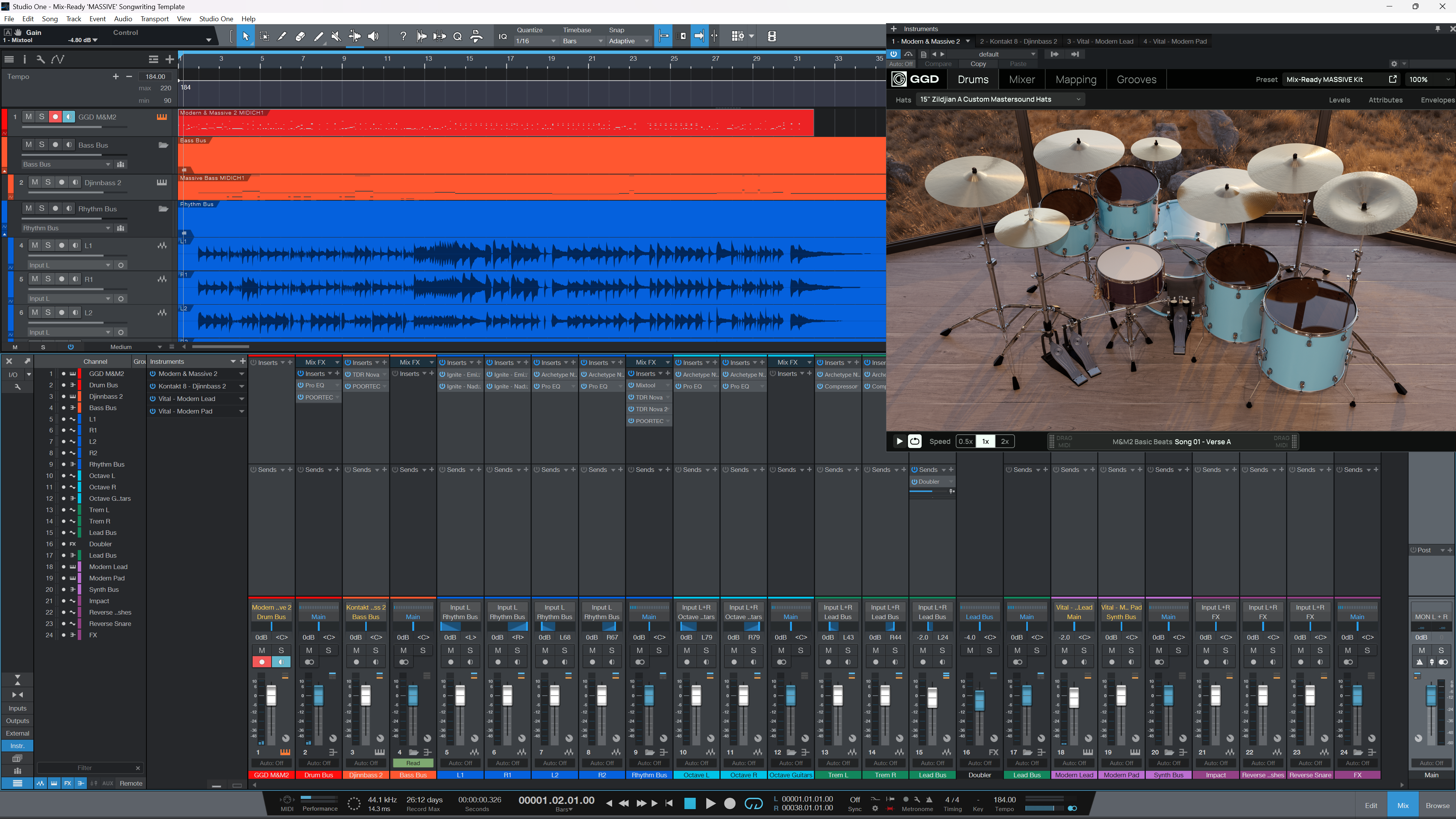 Mix-Ready MASSIVE Songwriting Template DAW GGD Modern & Massive 2 Nolly Matt Halpern Periphery Rock Pop Punk Alternative Djent Metalcore Drums Mixing Studio One