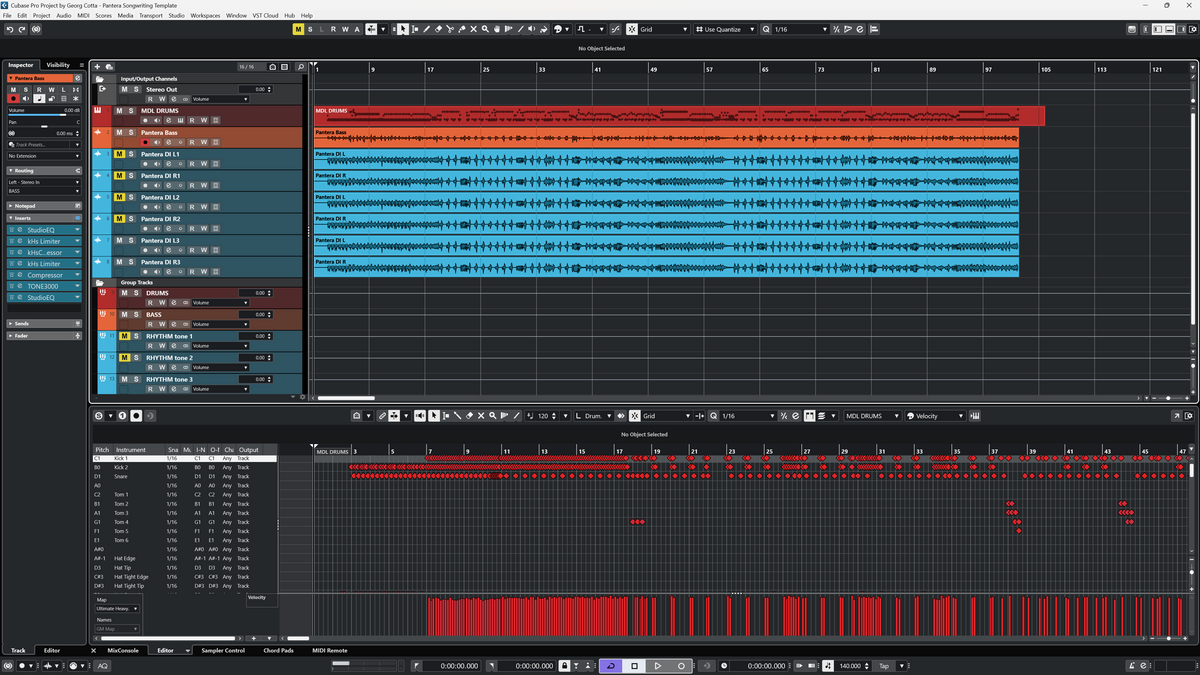 Mix-Ready DAW Template Pantera Cowboys from Hell Thrash Groove Metal Metallica Mixing Songwriting UHD MDL Tone Drums Tone3000 NAM Profiles Neural DSP Cubase