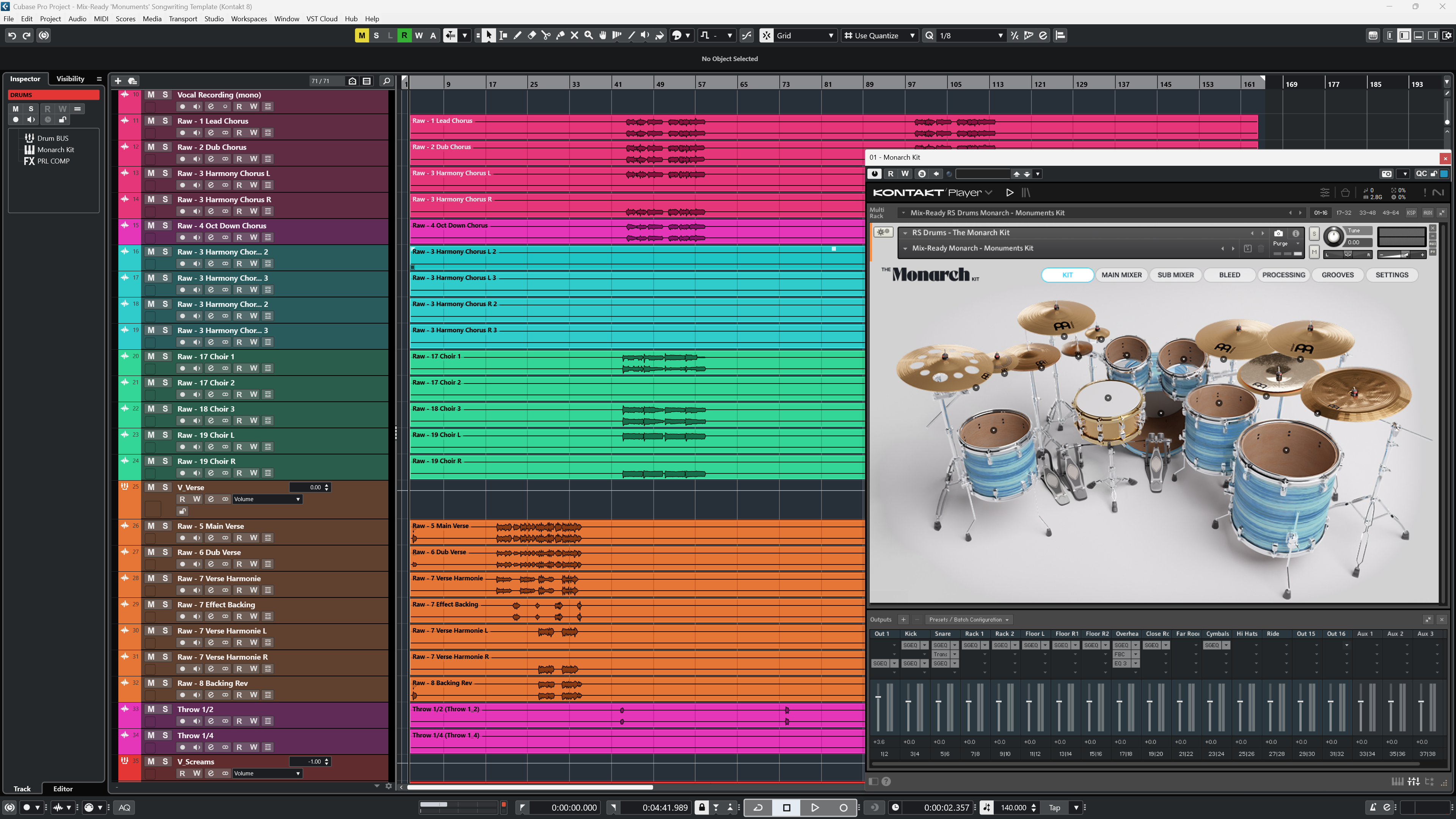 Mix-Ready RS Drums The Monarch Kit Monuments DAW Mixing Template pre-mixed drums Andy Cizek vocals bass John Browne guitars modern metal riff Neural DSP Submission Audio Waves Cubase