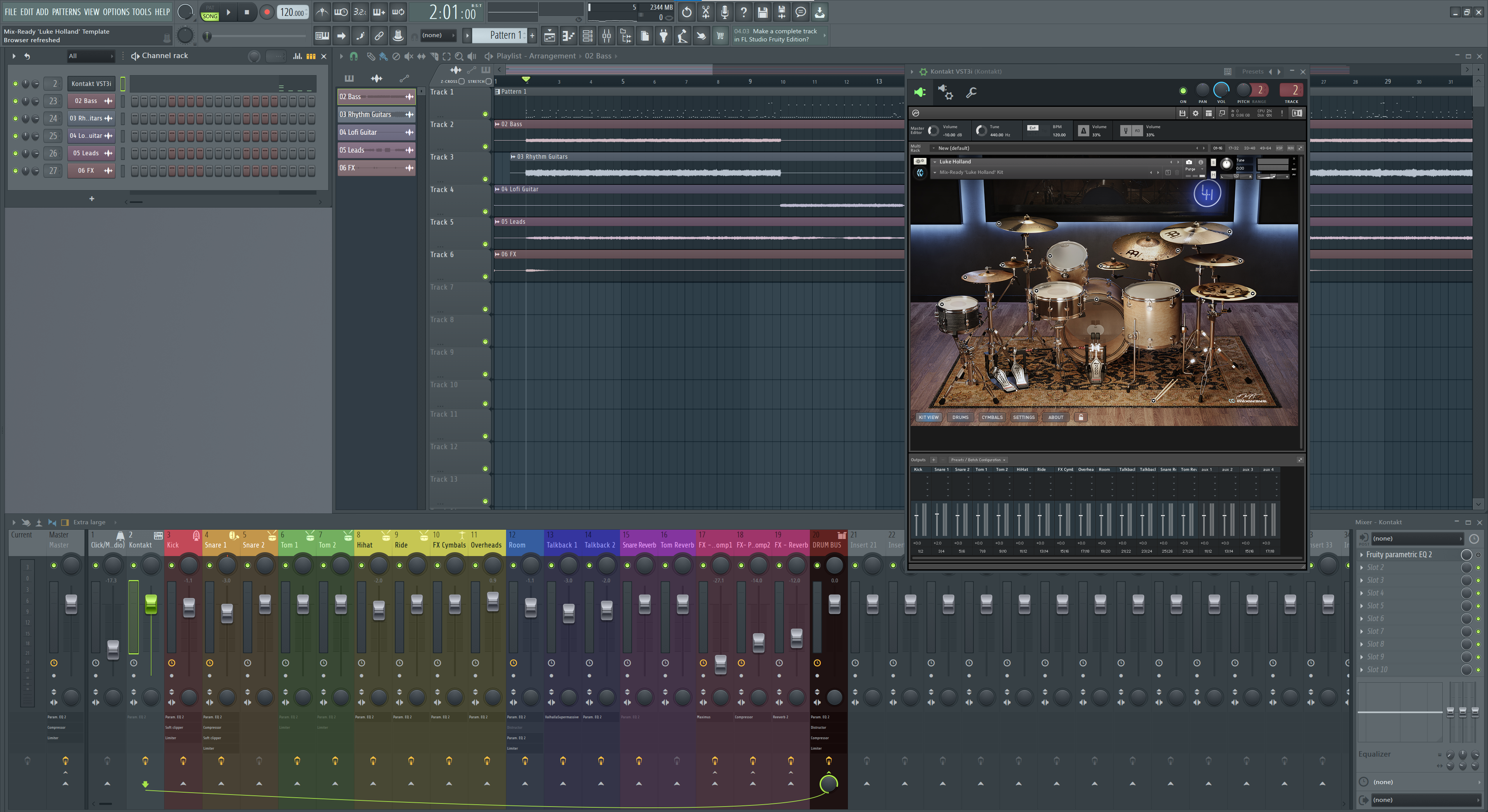 Mix-Ready DAW Template MixWave Luke Holland Drum Samples Mixing DAW Cubase FL Studio