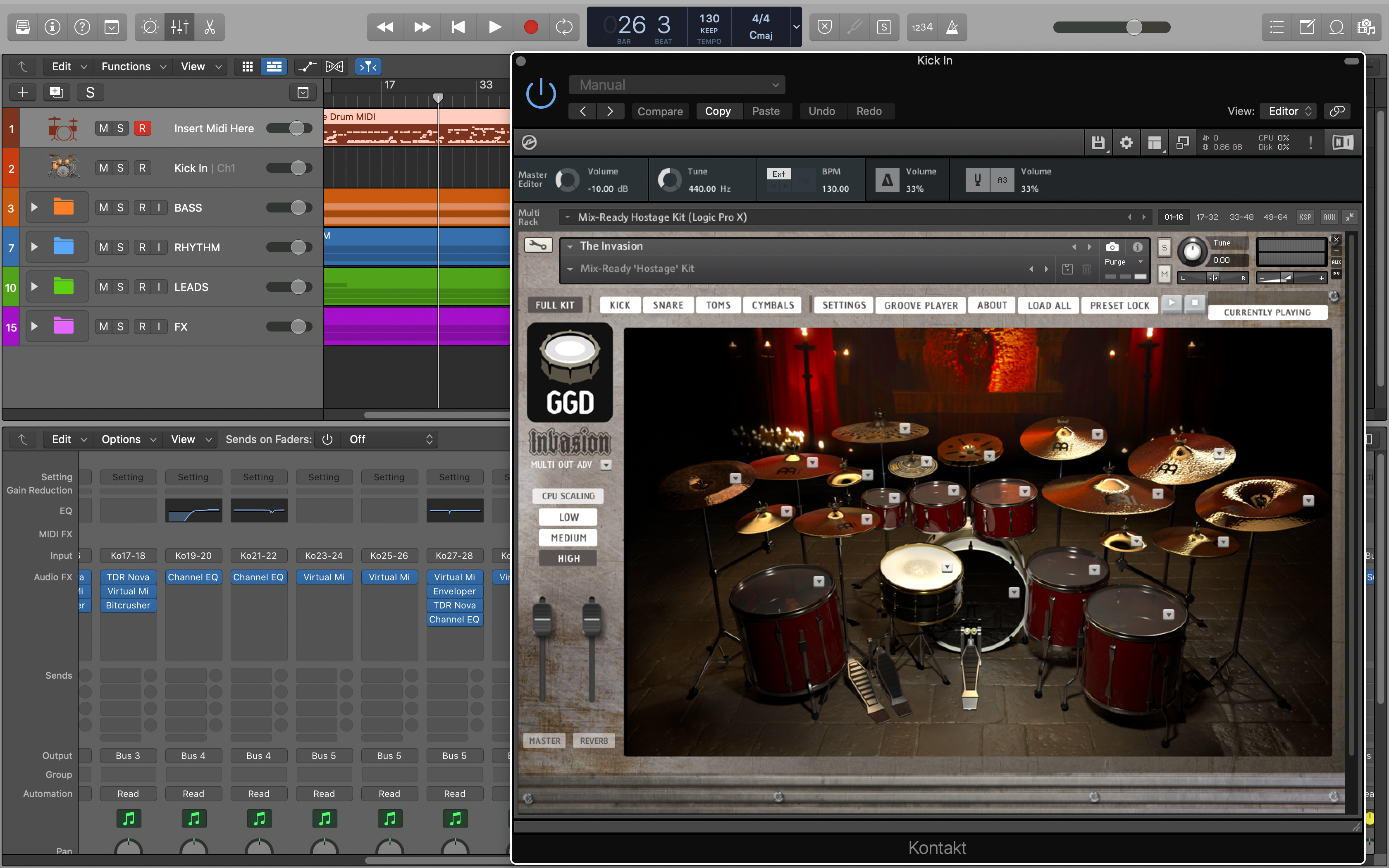 Mix-Ready Hostage DAW Songwriting Template Metal Thrash Hardcore Metalcore Djent Mixing Mastering GGD GetGood Drums Neural DSP Logic