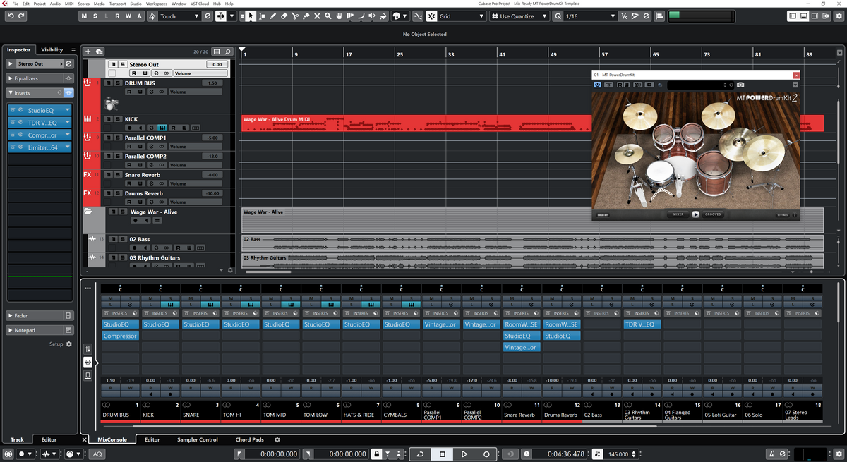MT PowerDrumKit 2 DAW Template Free plugins only MixReady