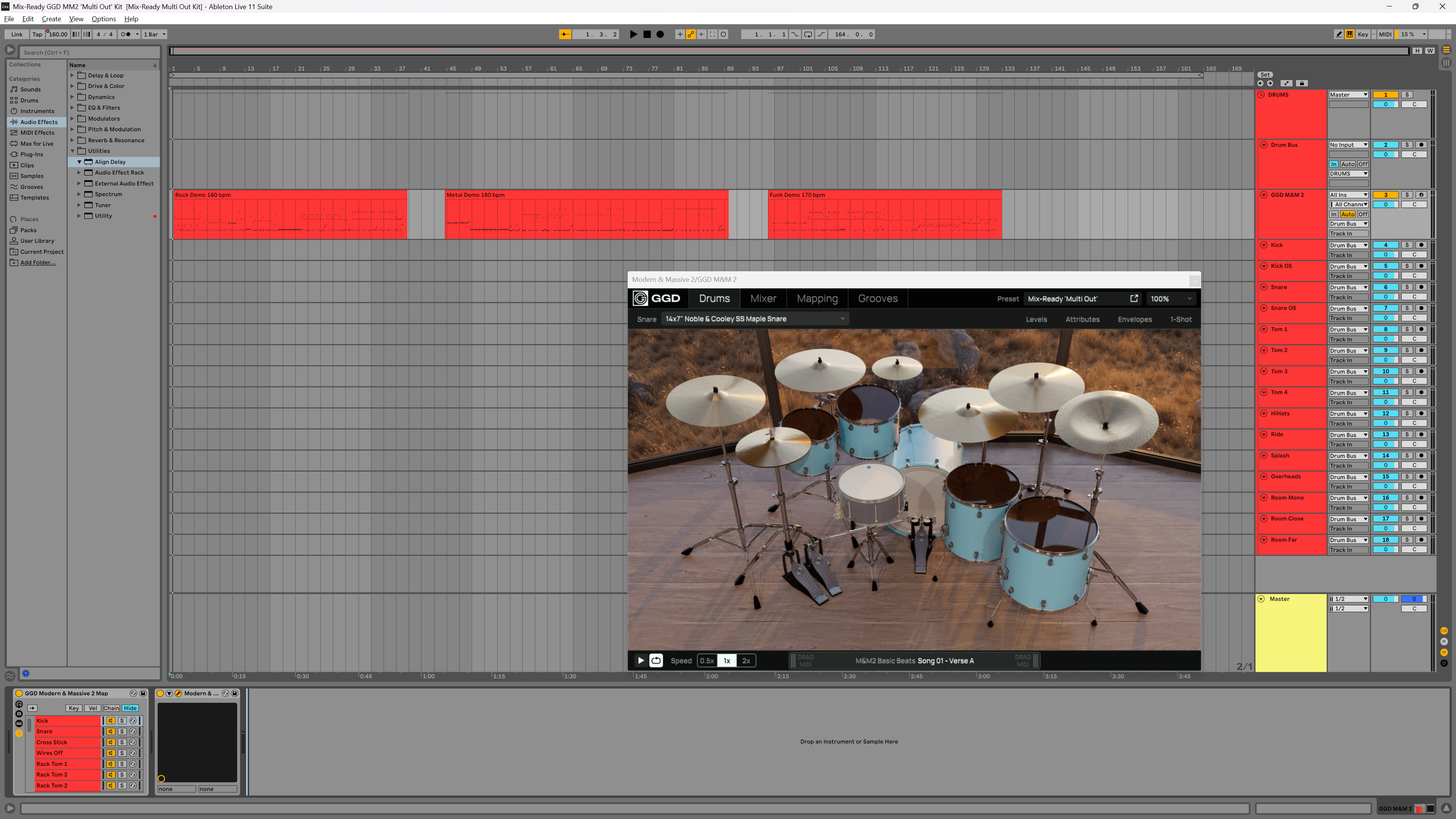 Mix-Ready GGD Modern & Massive 2 Heavy Rock Multi Out Routing DAW Mixing Template Ableton