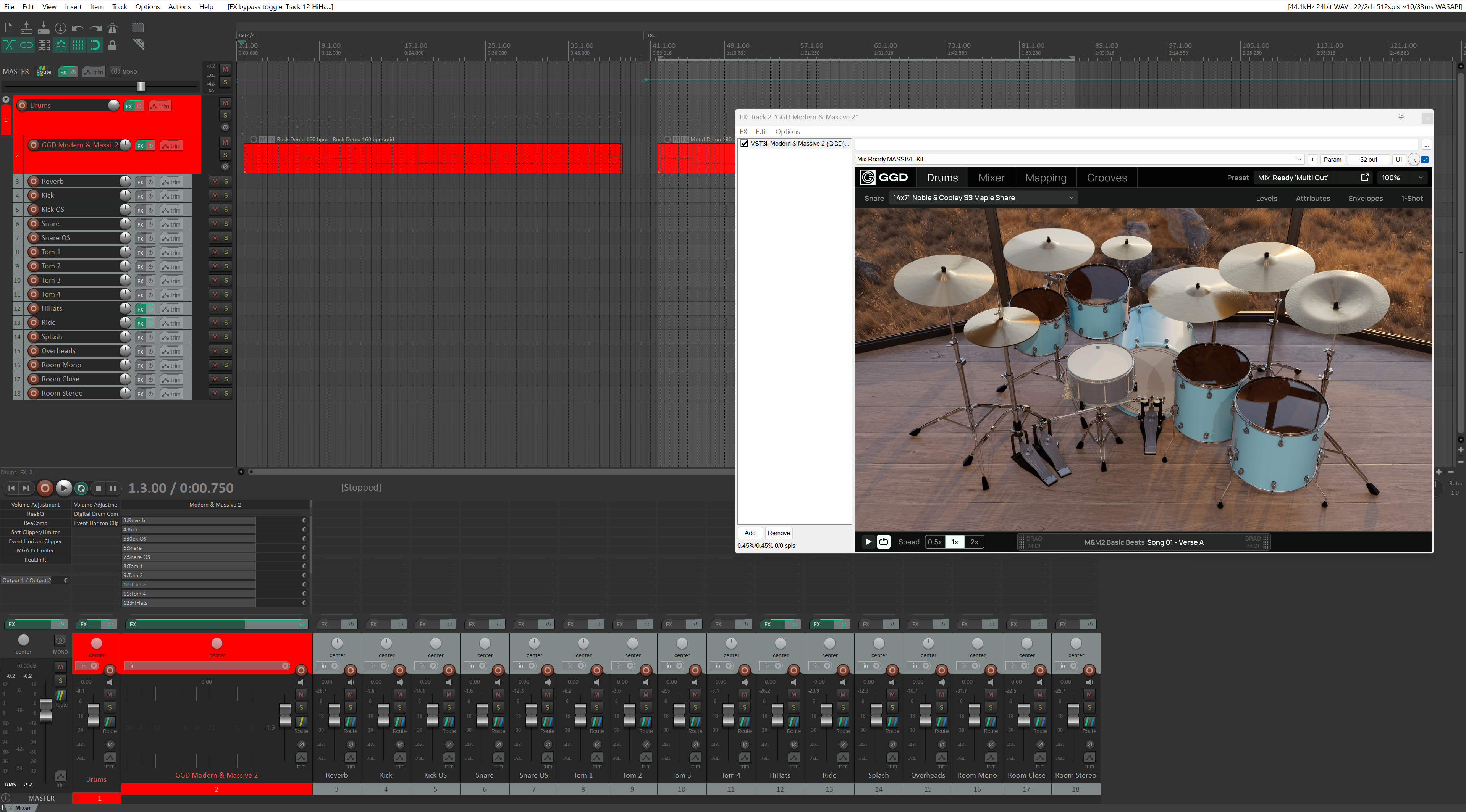Mix-Ready GGD Modern & Massive 2 Heavy Rock Multi Out Routing DAW Mixing Template Reaper