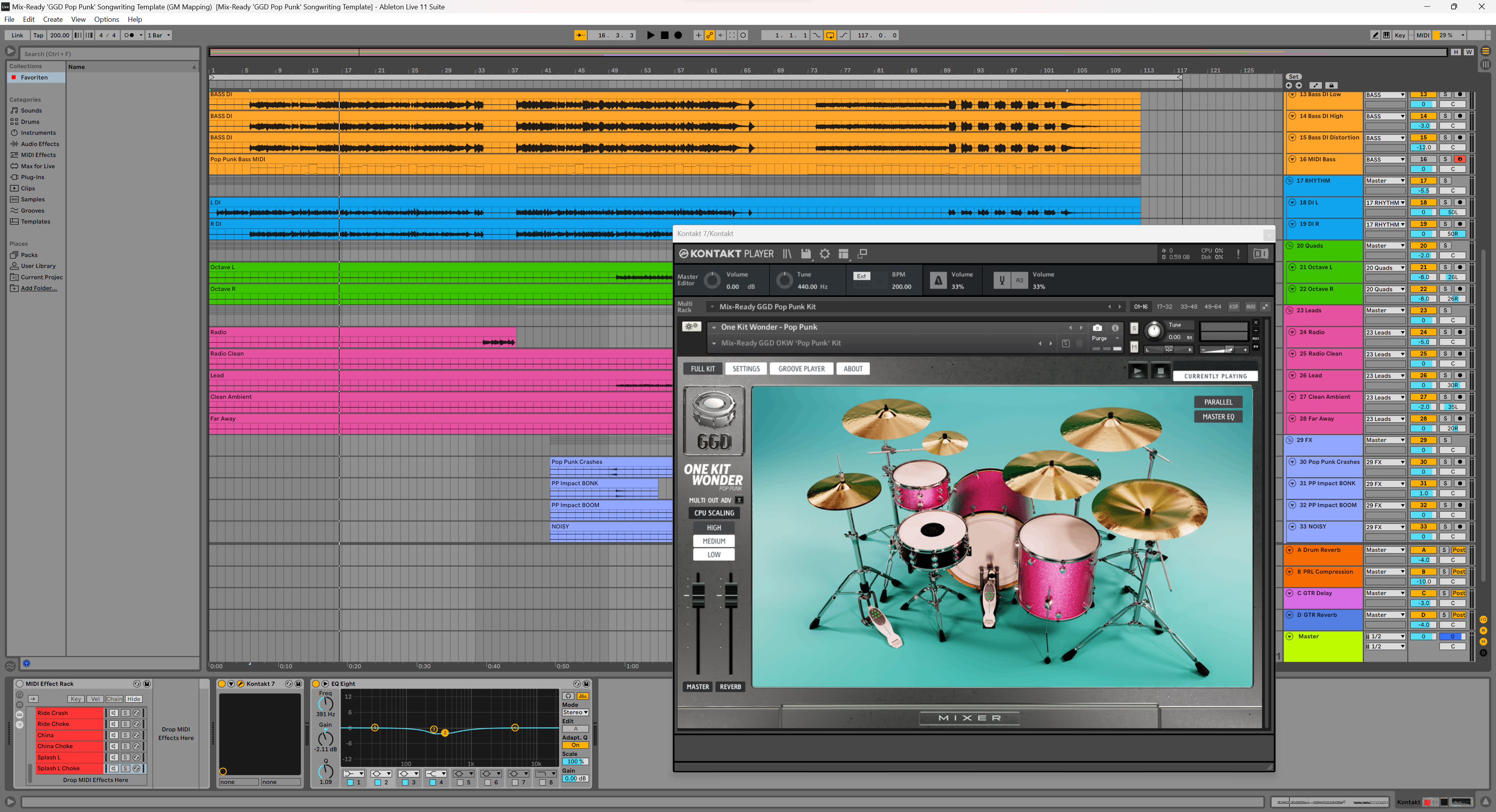 Mix-Ready GGD Pop Punk Mixed DAW Template Ableton