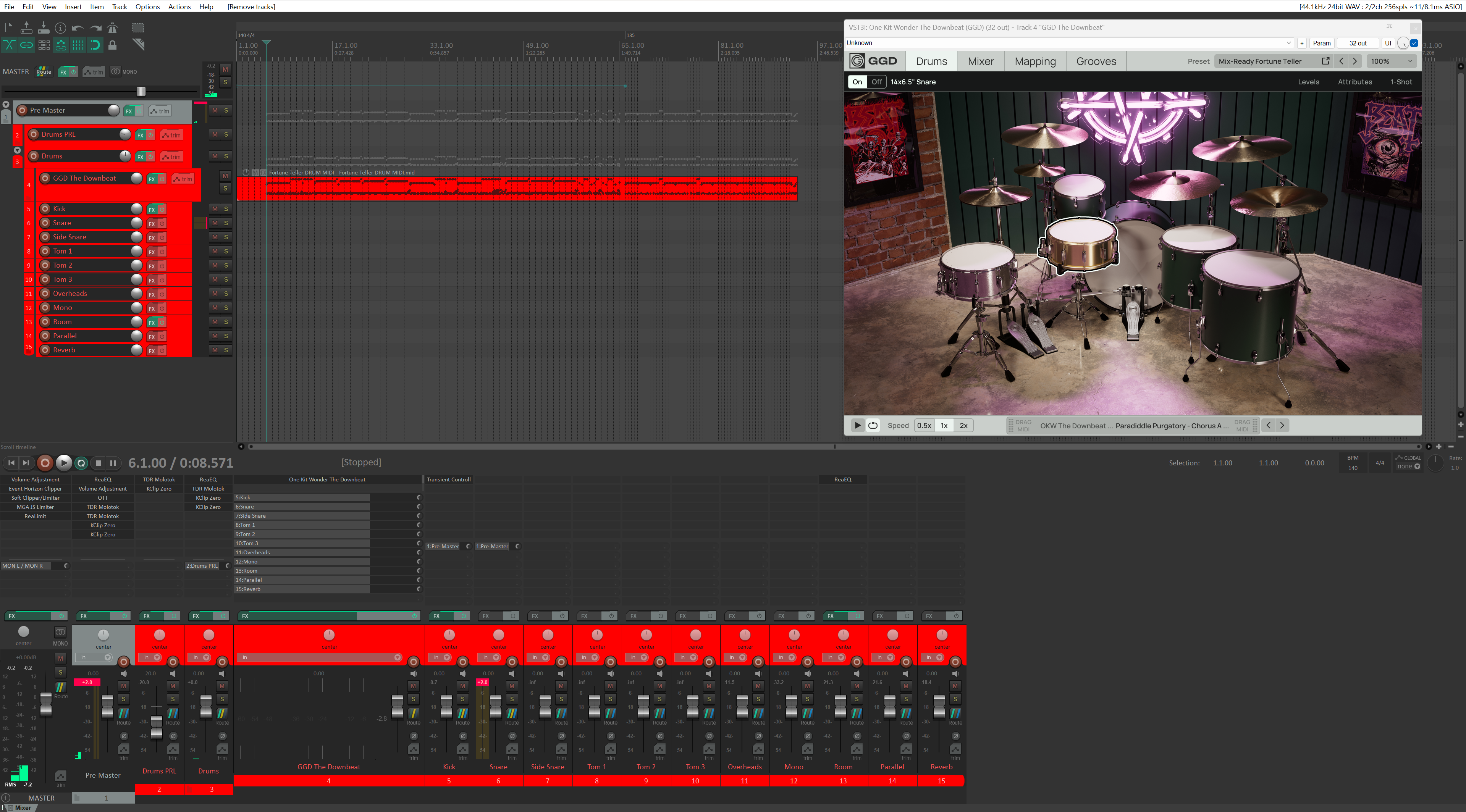 Mix-Ready GGD The Downbeat routing template multi out DAW pre-mixed free plugins Reaper 