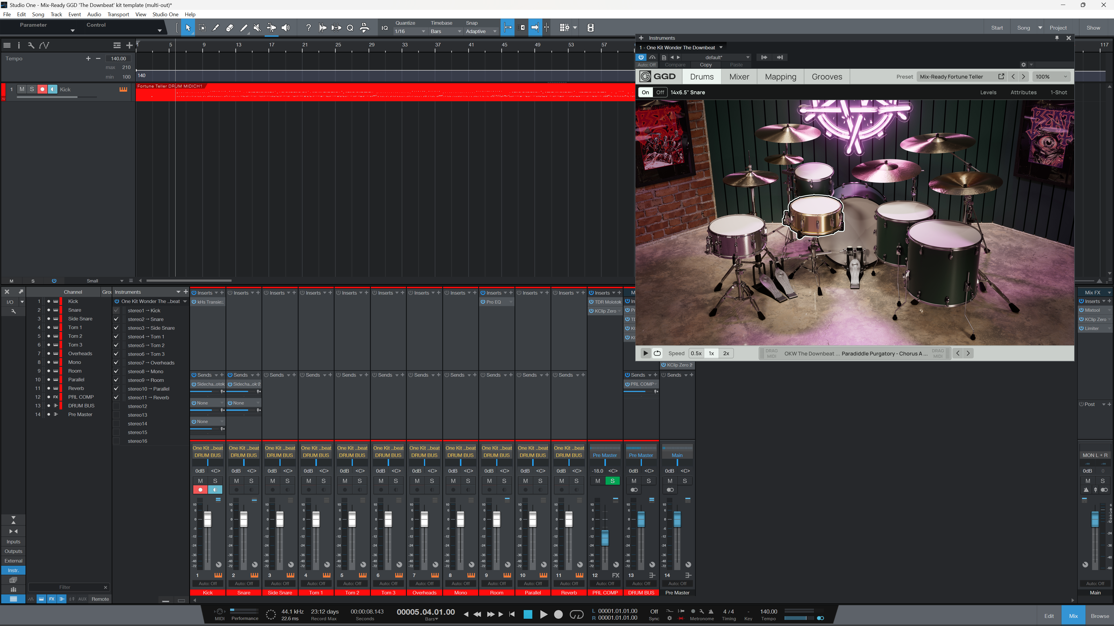 Mix-Ready GGD The Downbeat routing template multi out DAW pre-mixed free plugins Studio One