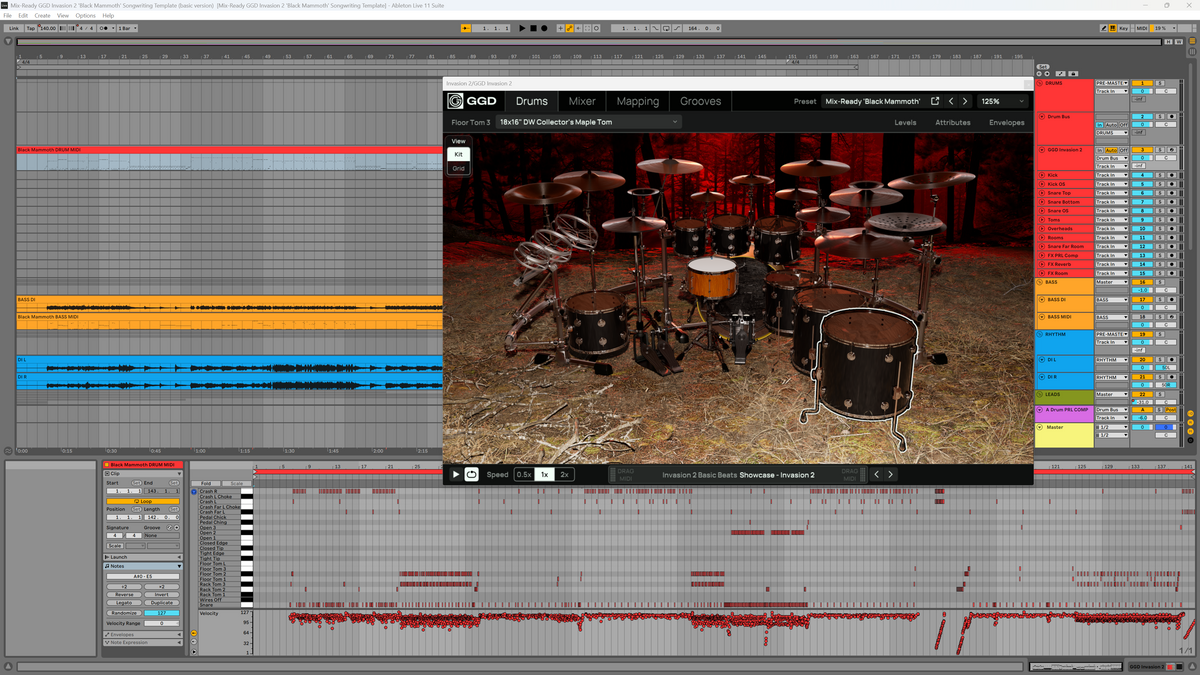 Mix-Ready Black Mammoth Deathcore Deathmetal Songwriting Template DAW GGD Invasion 2 Fit for an Autopsy Death Metal Progressive Alternative Djent Metalcore Drums Mixing DAW pre-mixed Ableton