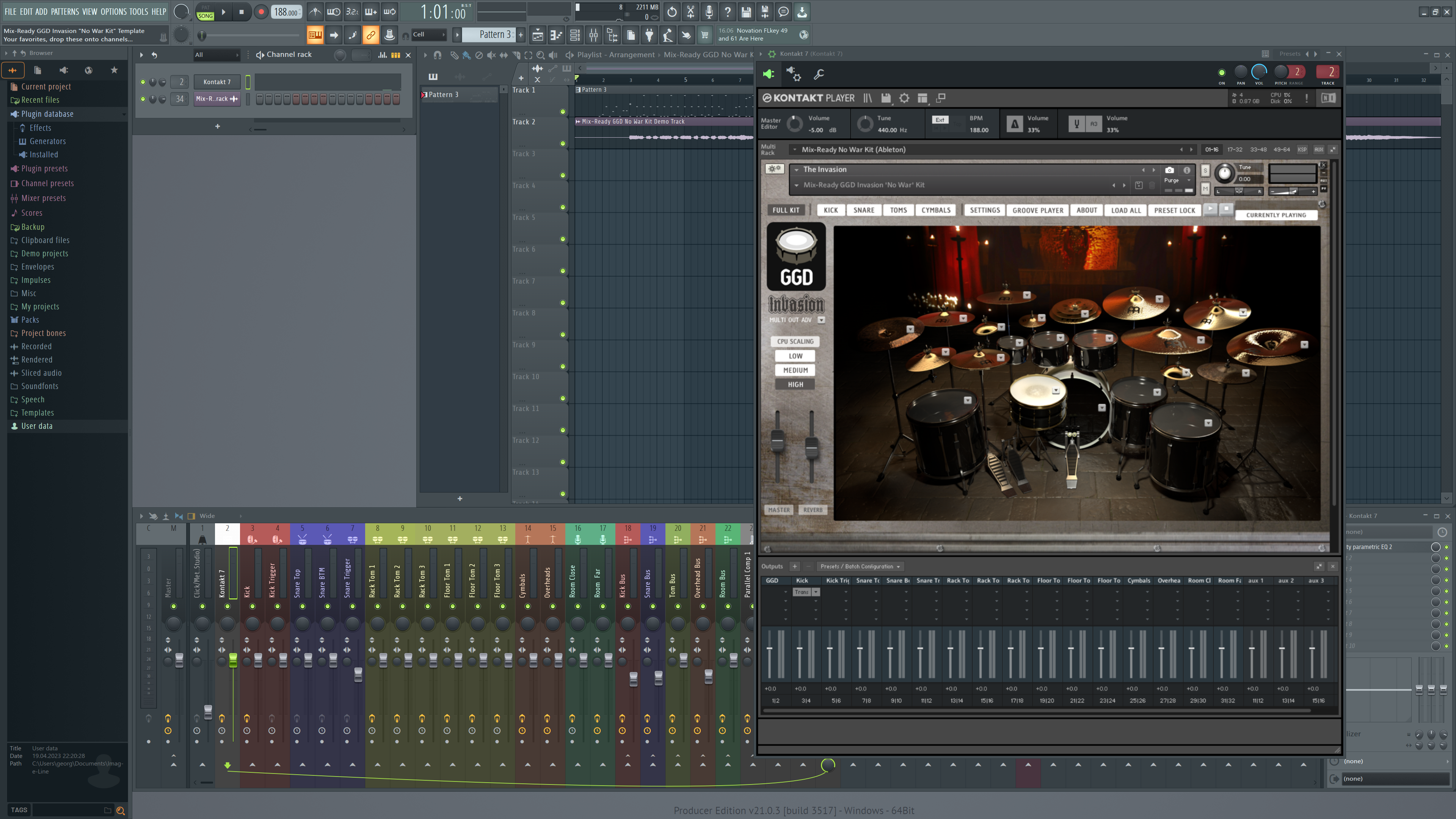 Mix-Ready DAW Template GGD GetGood Drums Invasion Mixing Metal Hardcore Djent Thall FL Studio