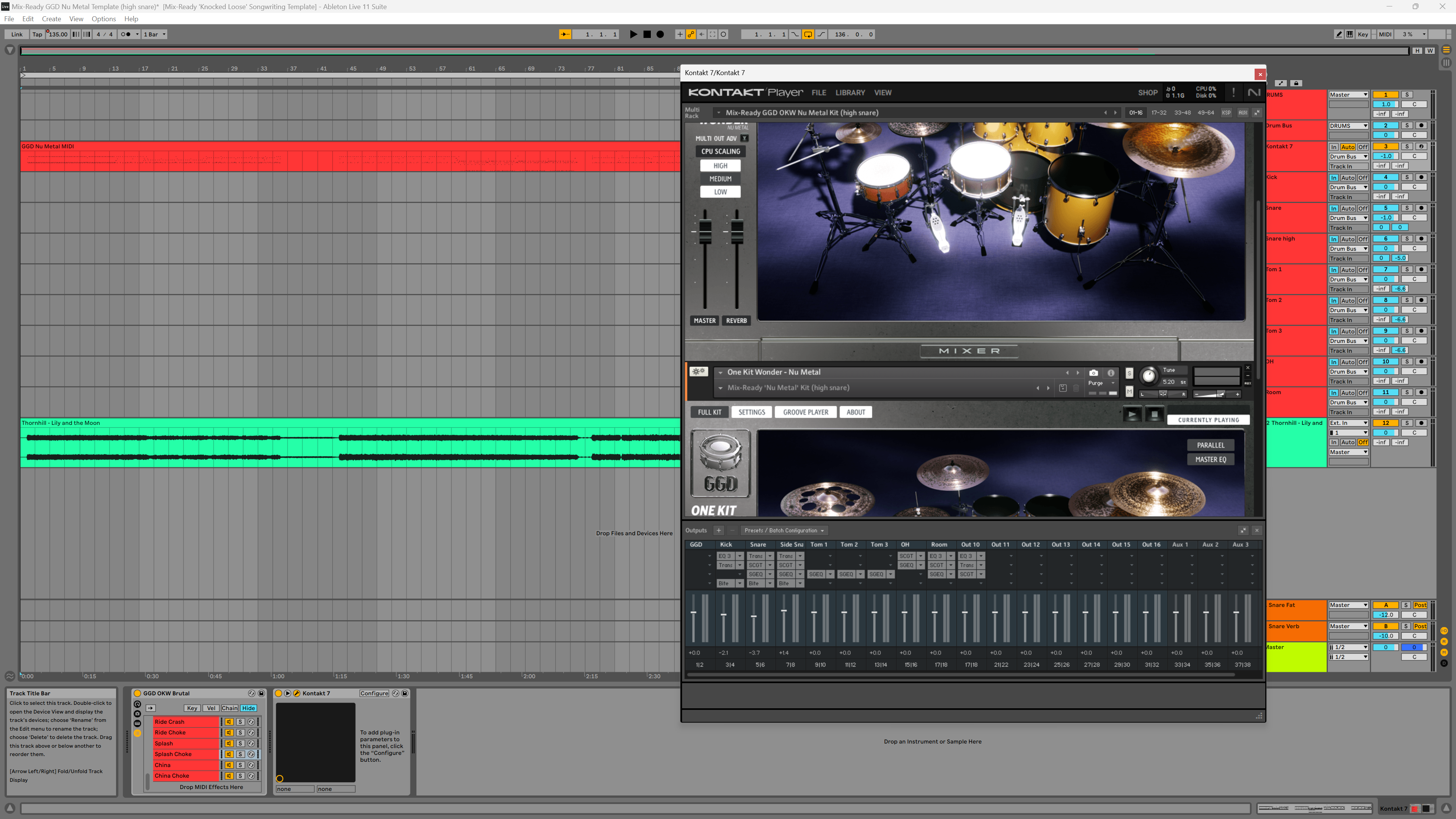 Mix-Ready DAW Template GetGood Drums GGD OKW Nu Metal Mixing Ableton