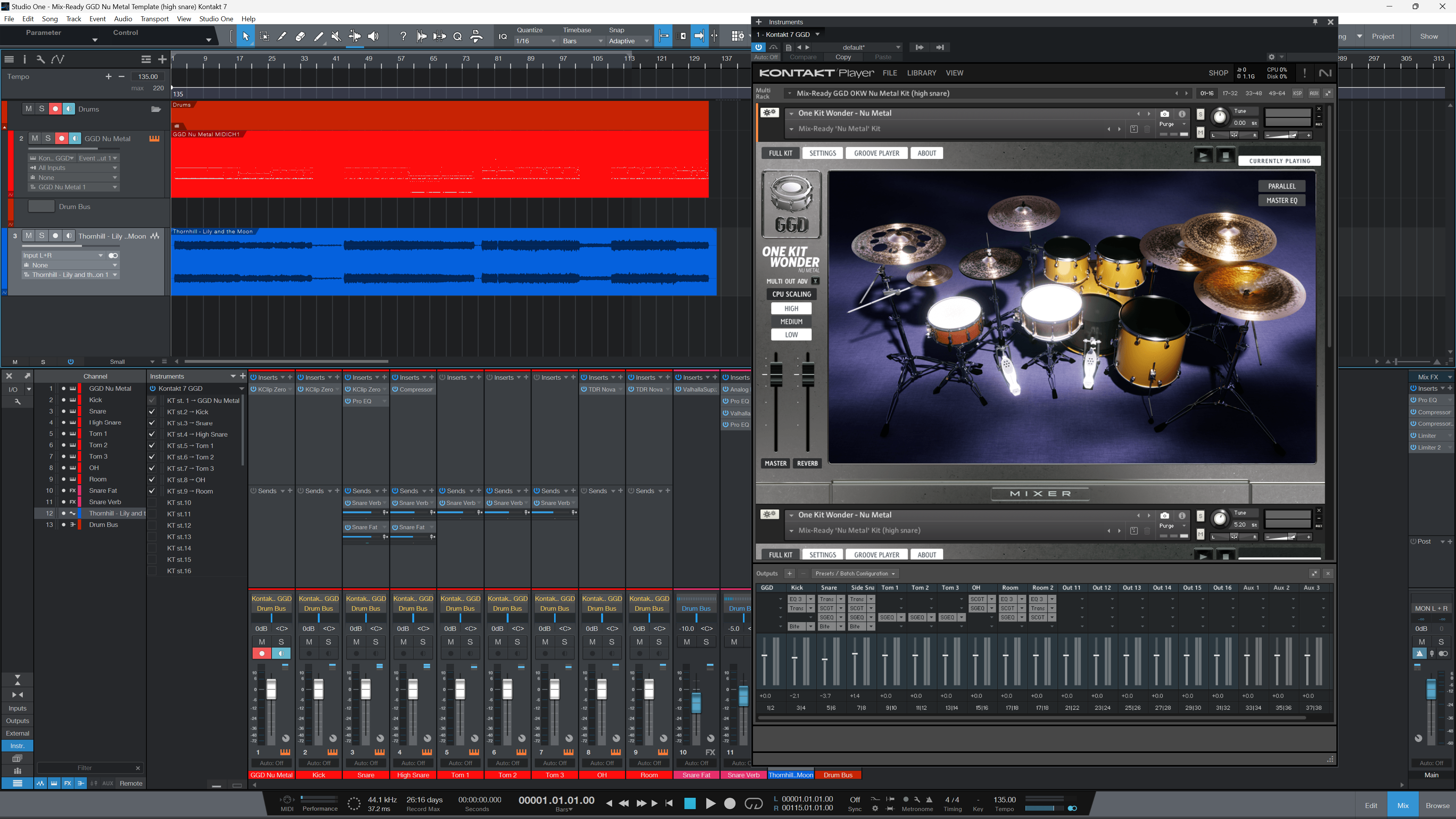 Mix-Ready DAW Template GetGood Drums GGD OKW Nu Metal Mixing Studio One