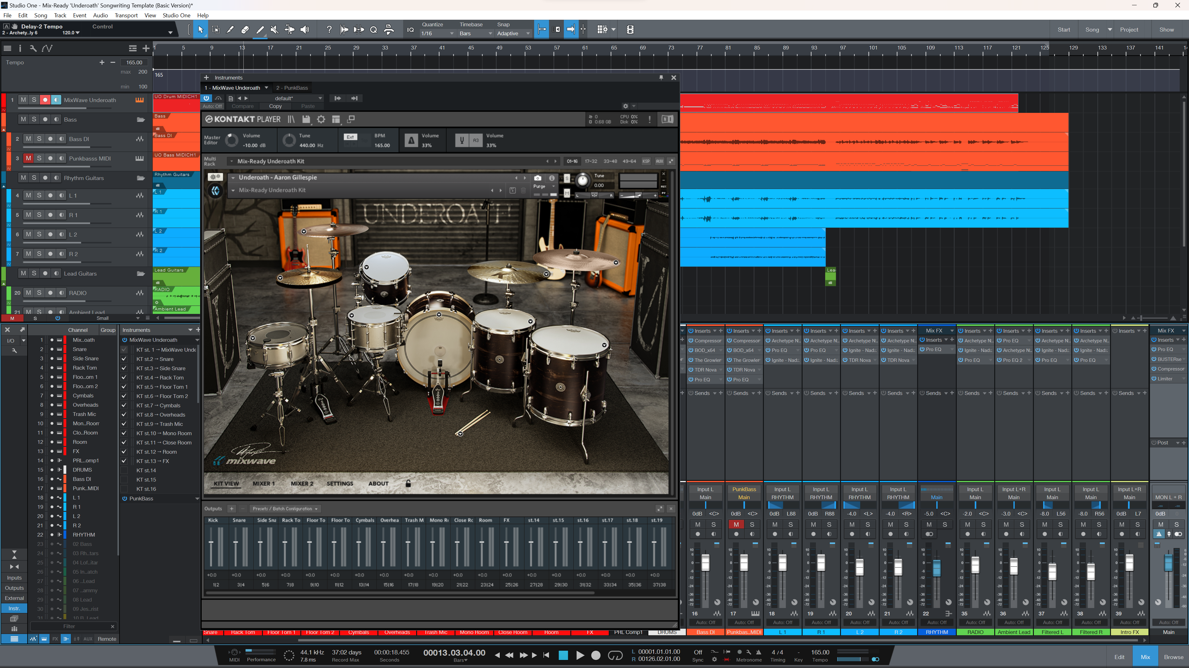 Mix-Ready DAW Template Underoath Songwriting Aaron Gillespie Drums Mixing Gear MixWave GGD Getgood Drums Pre-Mixed Session Multitracks Stems DI Studio One