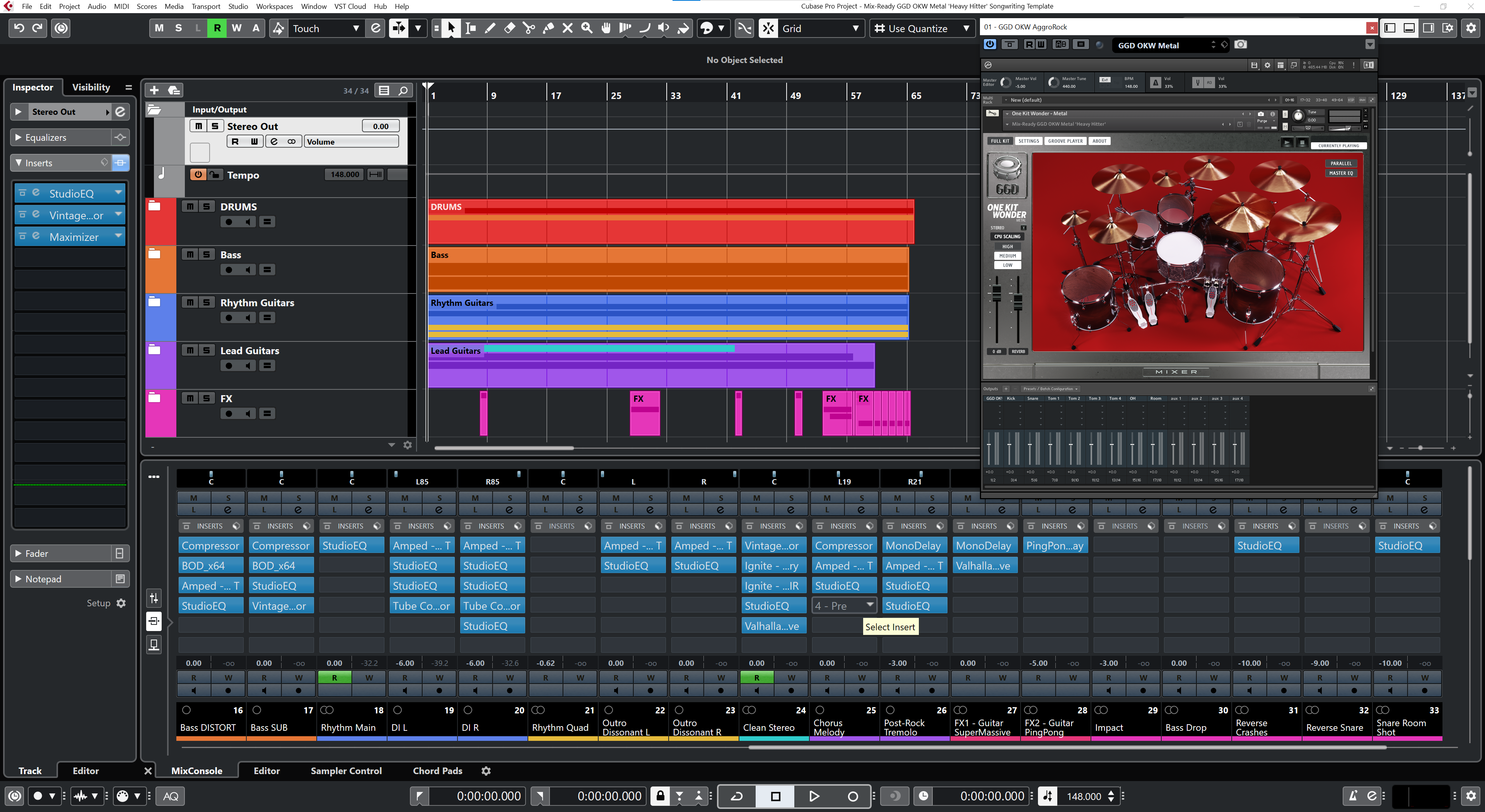 Mix-Ready 'Heavy Hitter' Mixed DAW Template for Cubase
