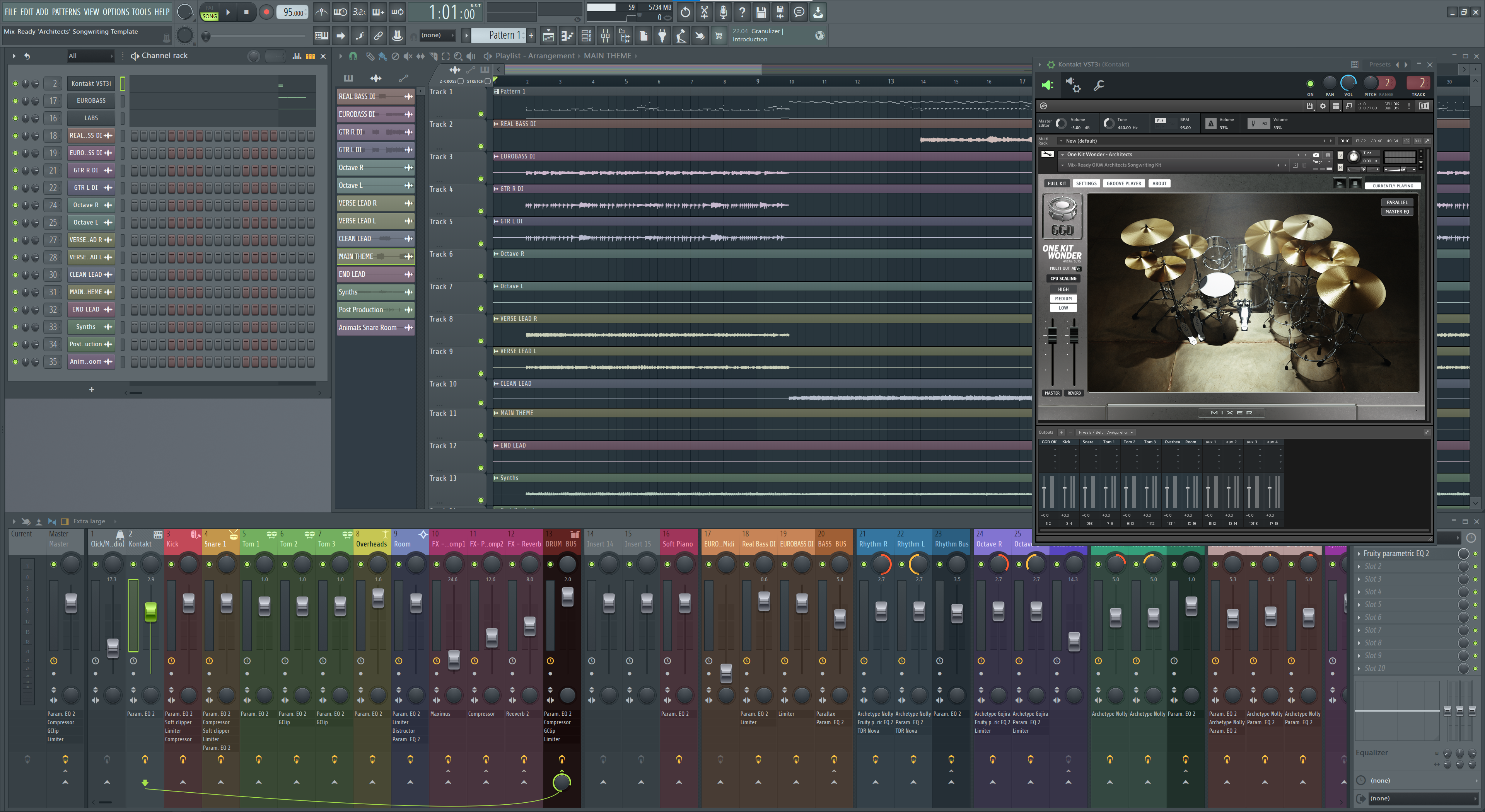 Mix-Ready DAW Songwriting Template Architects Mixing Drum Sound Metalcore Modern Metal GGD GetGood Drums Neural DSP Nolly Parallax Gojira Submission Audio Tutorial FL Studio