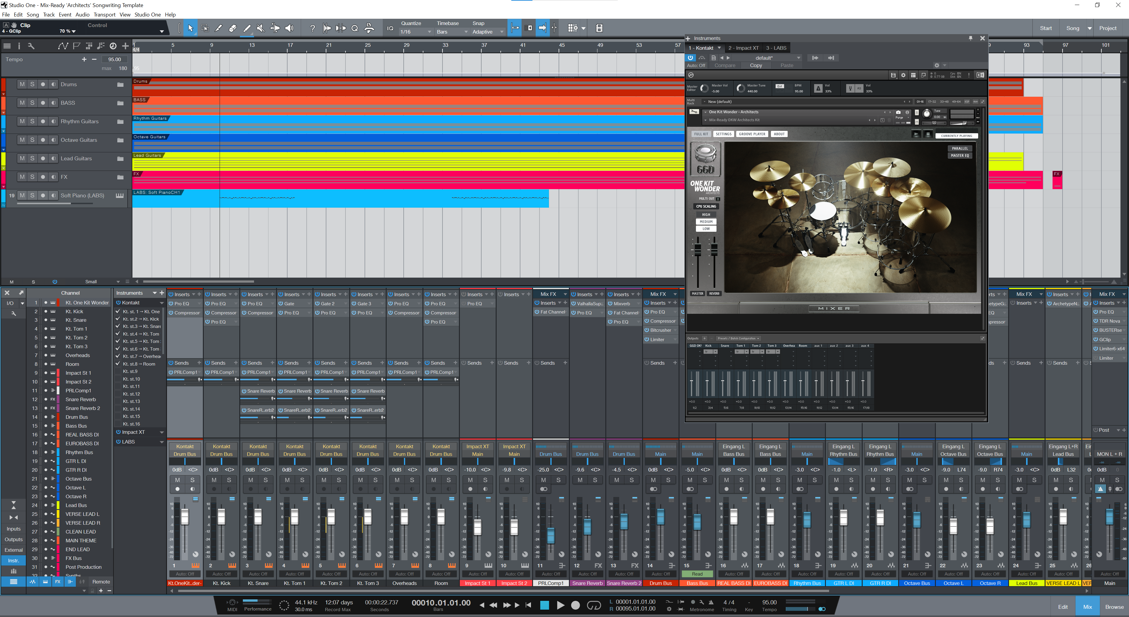 Mix-Ready DAW Songwriting Template Architects Mixing Drum Sound Metalcore Modern Metal GGD GetGood Drums Neural DSP Nolly Parallax Gojira Submission Audio Tutorial Studio One
